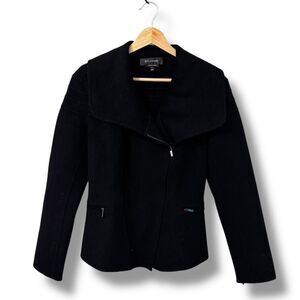 St. John Jacket Womens Size 2 Black Asymmetrical Zip Wide Draped Collar